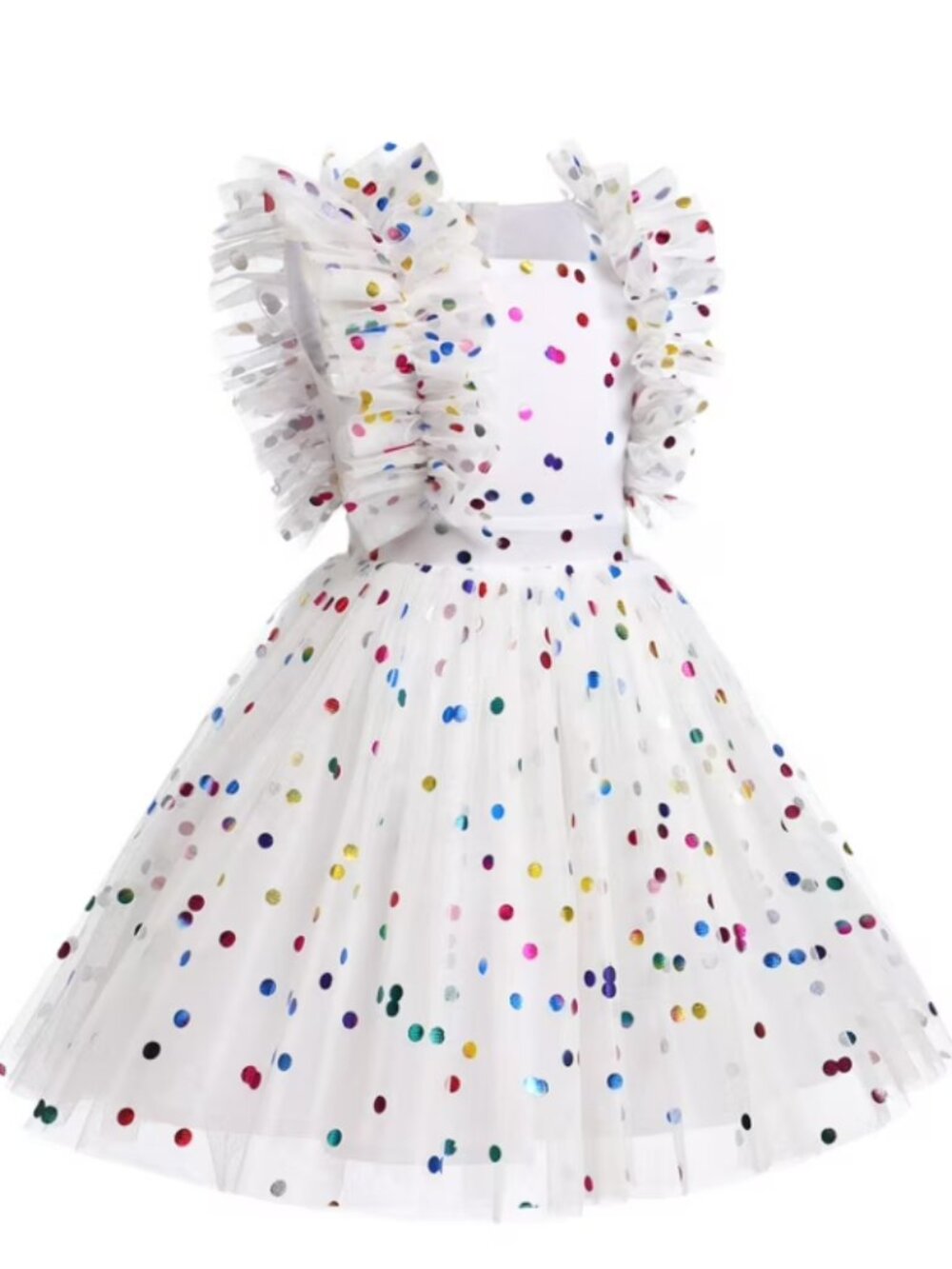 Girls Colorful Polka Dot Tulle Party Dress – Size 130 (7-8 Years Old)